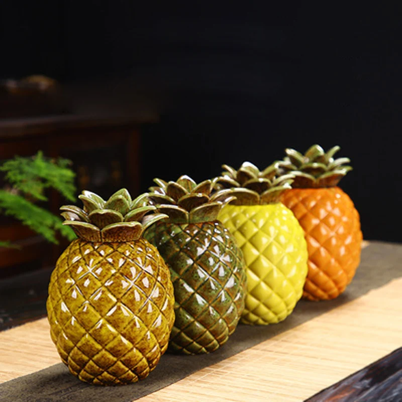 Creative Ceramic Pineapple Storage Jar, Tea Caddy Container with Lids, Wine Cabinet, Living Room, TV Cabinet, Bedroom Decor