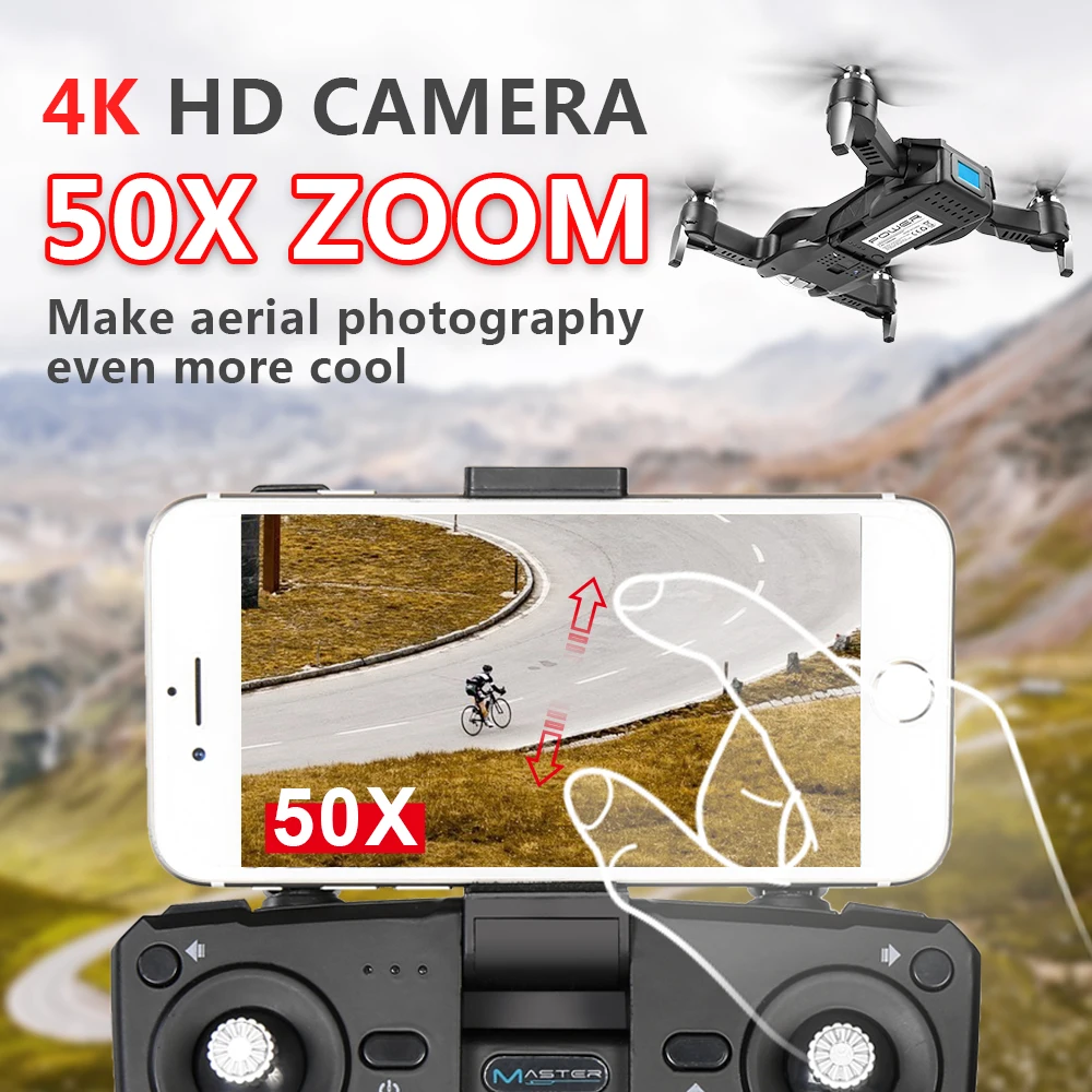 Радиоуправляемый квадрокоптер S17 Дрон 4K HD ESC 50X зум широкоугольный двойная камера wifi FPV складной оптический поток селфи дроны профессиональный