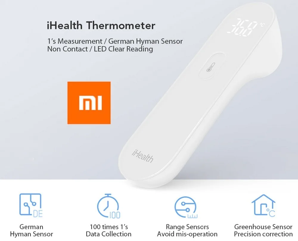 Xiaomi Mijia Ihealth цифровой термометр, инфракрасный термометр для детей, Бесконтактный лоб, быстрый температурный тестер
