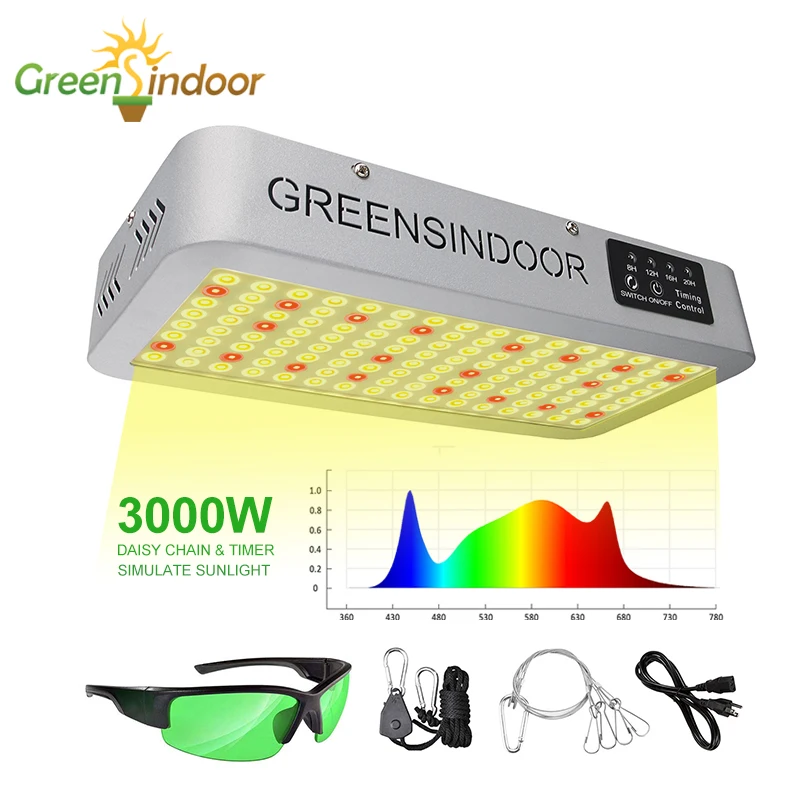 Greensindoor 3500K светодиодный Grow Светильник 3000W Фито лампа для растений в помещении