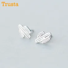 Trusta 925 пробы серебряные женские ювелирные изделия Модные крошечные 11 мм X 7 мм серьги-гвоздики в виде кактусов подарок для девочек Дети Леди DS352