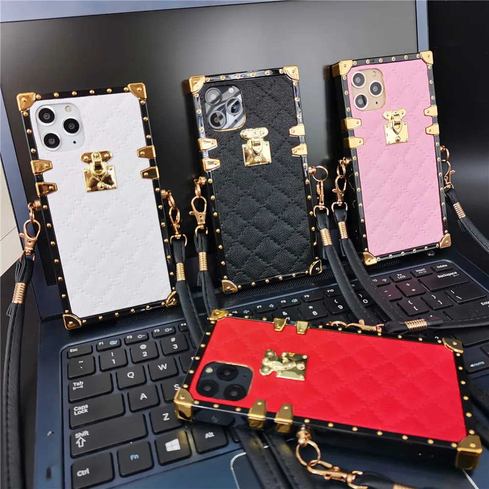 Fashion Plaid Square Leather Case for iphone 14 PRO MAX 11 12 PRO XS XR