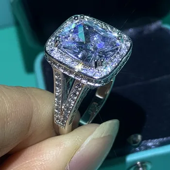 

Top Selling 192Pcs Tiny CZ Luxury Jewelry 925 Sterling Silver Cushion Shape 5A Cubic Zirconia Wedding Women Band Ring for Mother
