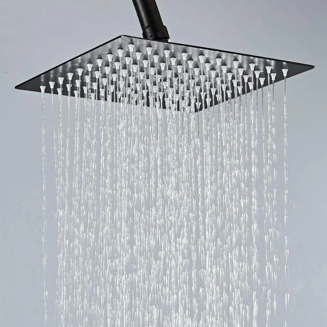 Çoklu boyutları seçenekleri mat siyah banyo kare yağış duş başlığı duvara  monte banyo aksesuarları duş kolu