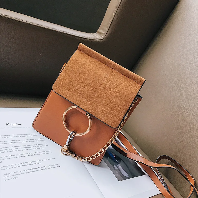 

2019 New Style Goddess Square Sling Bag Metal Ring Decoration Shoulder Oblique Handbag