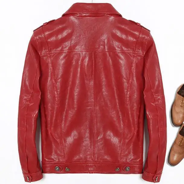 Брендовые Куртки из натуральной кожи для мужчин 100% натуральная овечья кожа