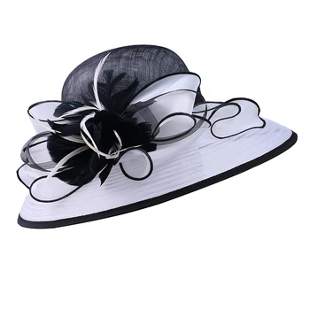 

Mingli Tengda Woman Black And Fascinators White Cambric Formal Hat Flower Bride Wedding Hats Women Elegant Accessories Birdcage
