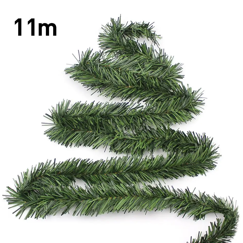 

Green Christmas Garland Wreath Xmas Home Party Christmas Tree Decoration Pine Tree Rattan Hanging Ornaments Navidad 5.5/11M