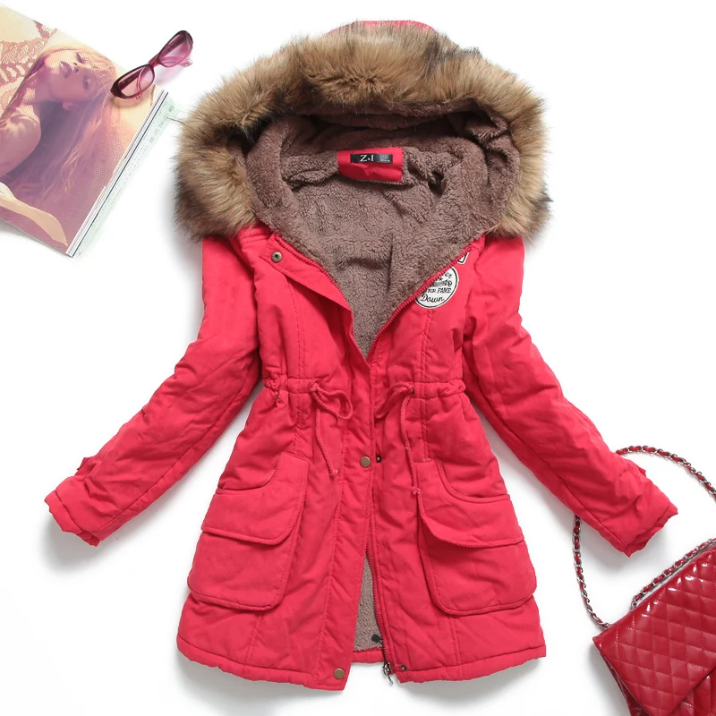 Прямая поставка зимняя куртка Женская Толстая теплая парка с капюшоном Mujer хлопковое Стеганое пальто длинный абзац плюс размер тонкая куртка женская