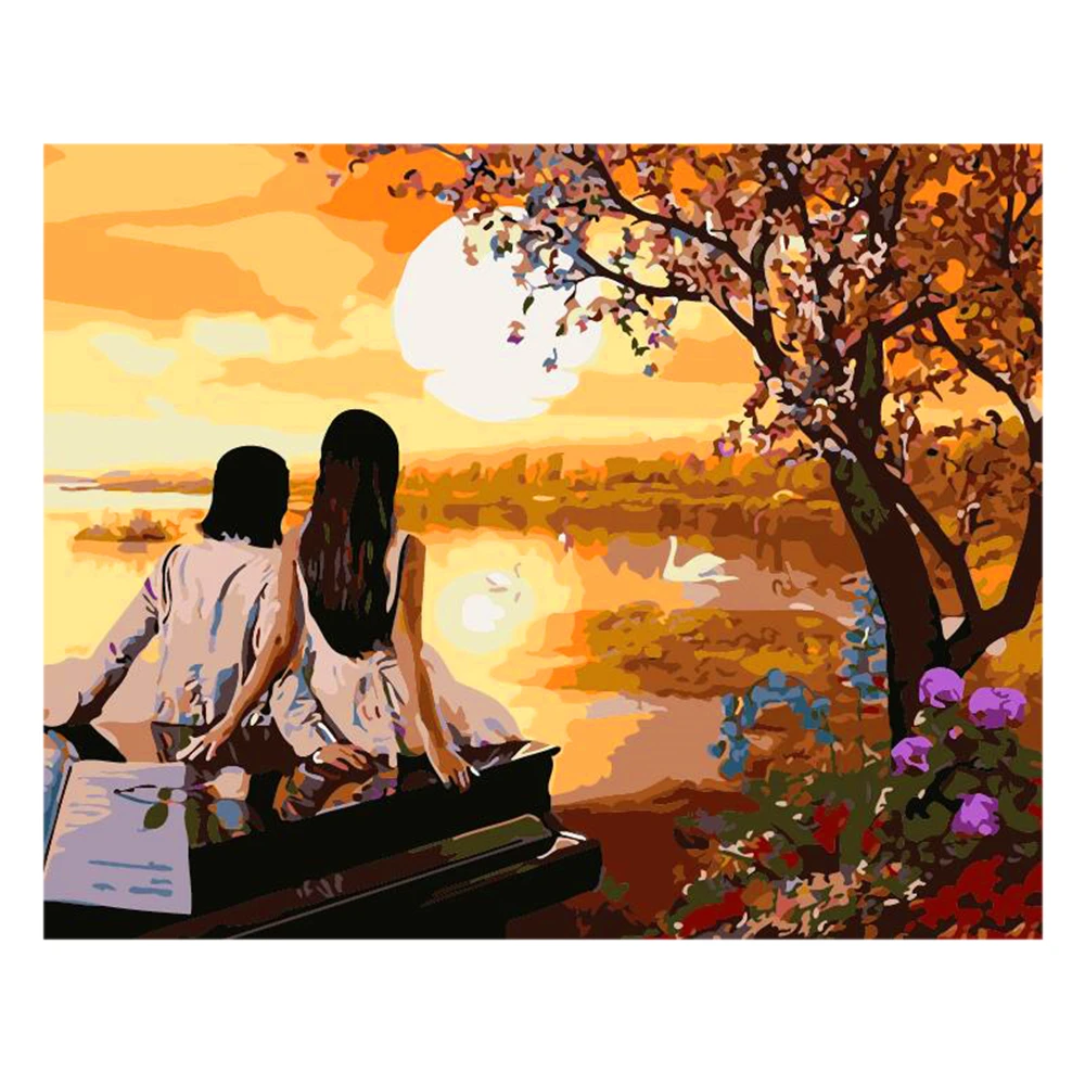 

Love Theme Paint by Numbers with DIY inner frame and 4050 size colorful Canvas and three different type brush packed in box
