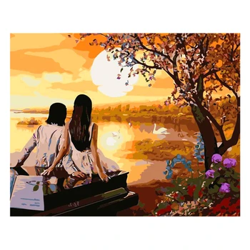

Love Theme Paint by Numbers with DIY inner frame and 4050 size colorful Canvas and three different type brush packed in box