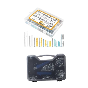 

Plastic Self Drilling Drywall Ribbed Anchors Assortment Kit 200 Piece with Wall Anchor Setting Tool Heavy Duty Tool