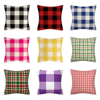 

Colorful Geometric Plaid Pattern Cushion Cover Black Purple Soft Throw Pillow Cover Hotel Sofa Decorative Pillow Case Pillowcase