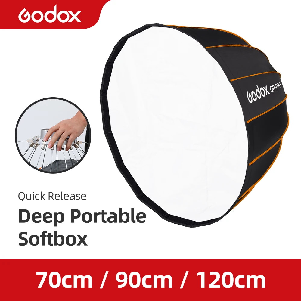 Godox QR-P70 70 см QR-P90 90 QR-P120 12 быстросъемный параболический глубокий софтбокс для Bowens