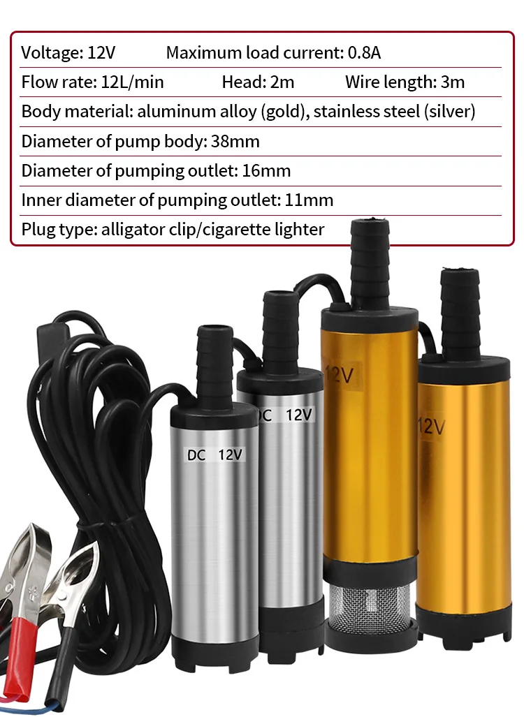 12V DC Diesel Fuel Water Oil Car Camping Fishing Submersible Transfer Pump