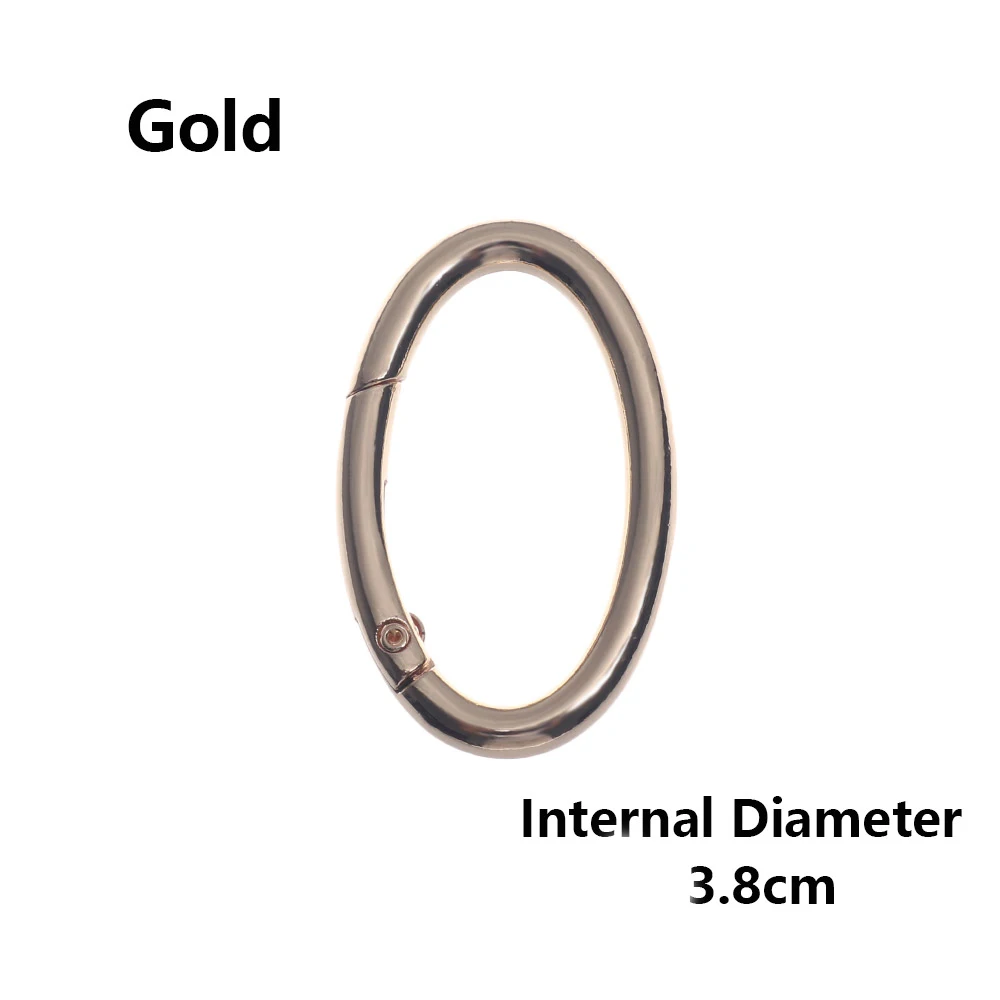 3.8cm - gold 2 шт цинкового сплава покрытые ворота Весна овальное кольцо пряжки карабин с зажимом кошельки сумки овальные карабин - Цвет: 3.8cm - gold