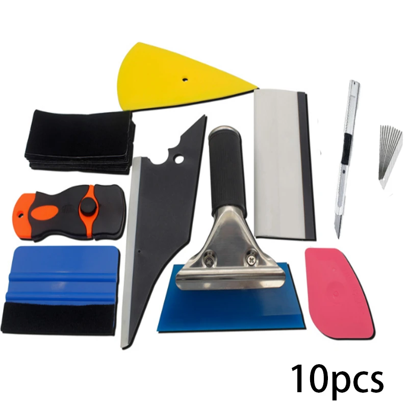 

10pcs / set Auto Glass Protective Film Car Window Wrap Tint Install Tool Including Squeegees Scrapers Film Cutters