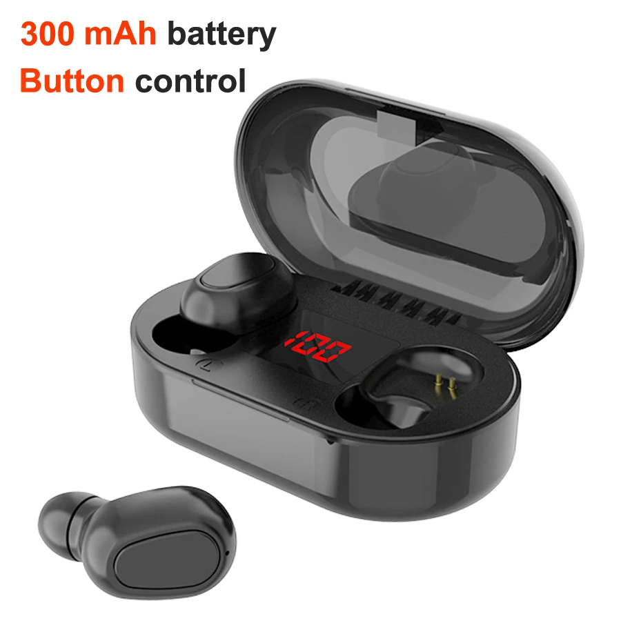 Новые Bluetooth наушники беспроводные наушники спортивные бас TWS мини стерео наушники гарнитура с микрофоном 2200 мАч зарядная коробка - Цвет: L22 black