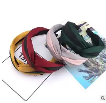 50 шт./Партия DIY мульти ткани простой контрастный цвет Повязка На Голову Галстук Узел полоса крест Расширенная повязка для волос Инструменты для укладки HA849