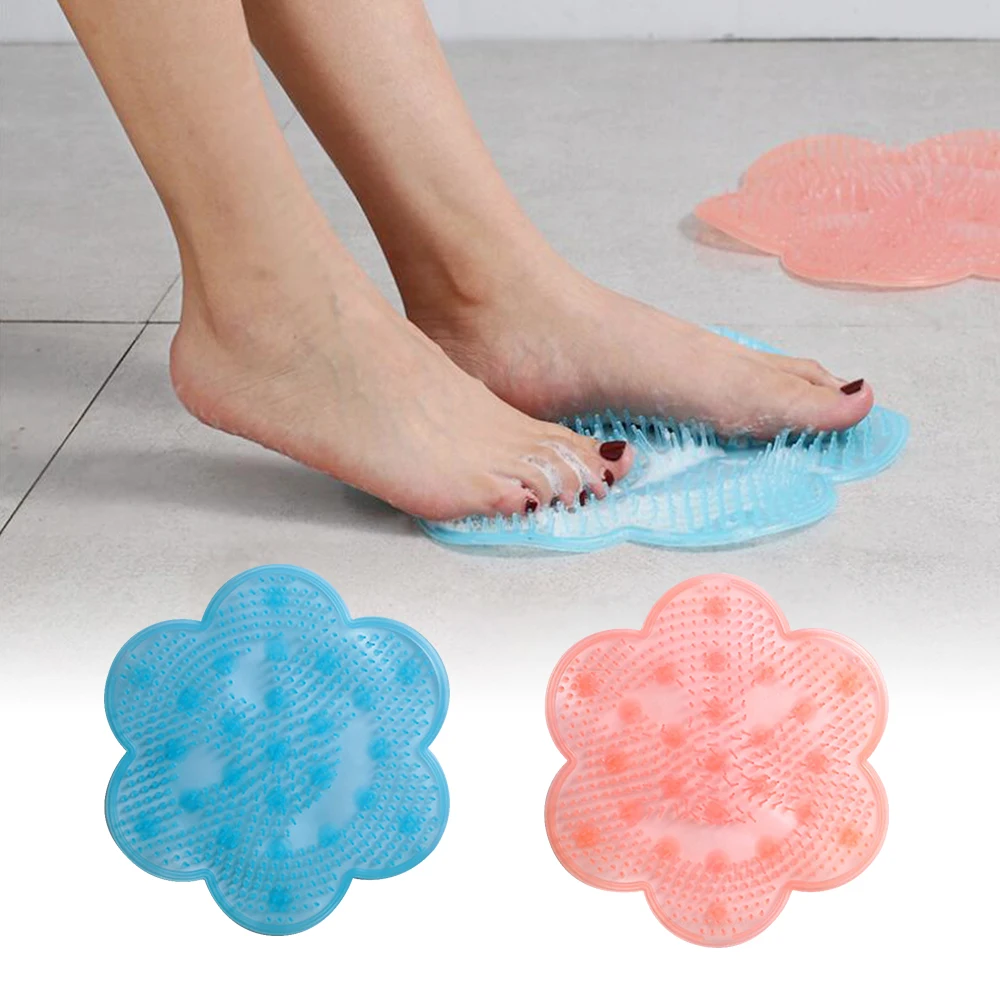Lazy Bath Massage Pad Silicone Suction Cup Bathroom Shower Mat Non-slip Rug Home Relax Feet Dead Skin Remover Cleaning Brush 3