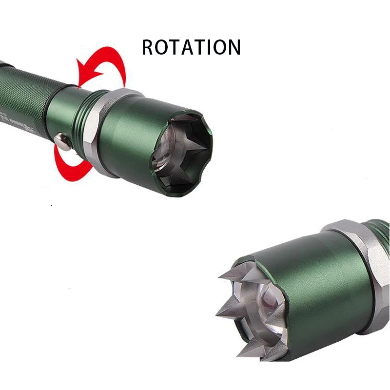 Flashlight Self-Defense LED Far Irradiation Tactical Lamp Hunting Emergency Defensive Tactical Flashlight Women Defend Weapon