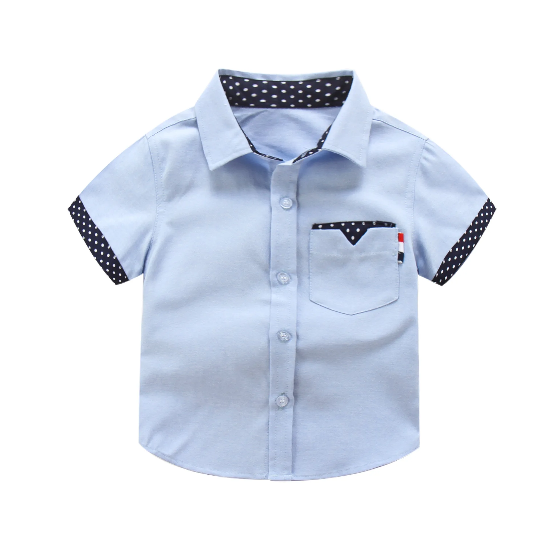 Summer Kids Boys Gentlemen Shirt Cotton Short Sleeves Top T-shirt Clothing Blouse