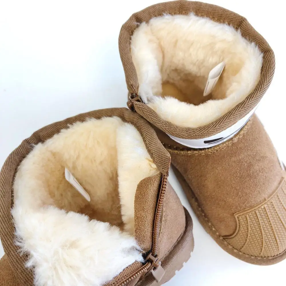 Классические брендовые Детские ботинки; теплая детская зимняя обувь с плюшевой подкладкой; зимние ботинки для мальчиков и девочек; резиновая подошва