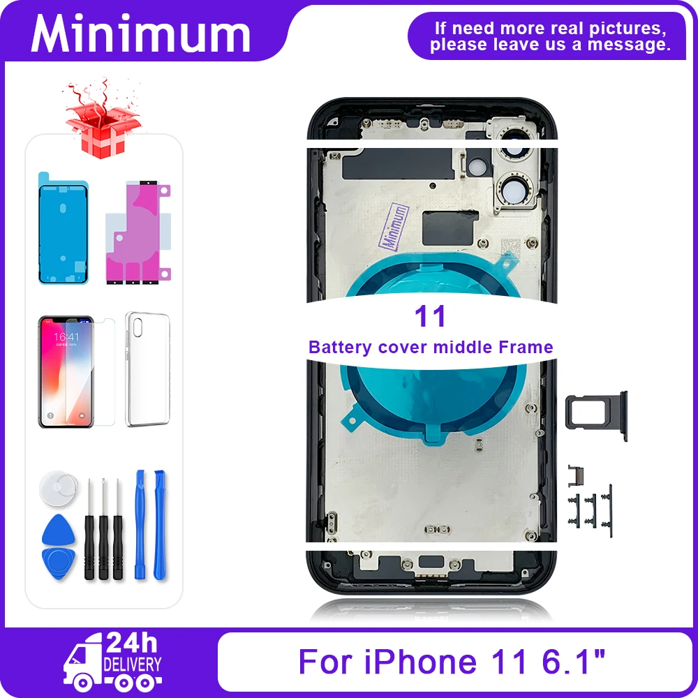 Задняя крышка для iPhone 11 Pro Max + средняя рамка Шасси лоток SIM-карты запасные части