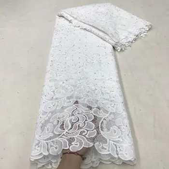 

African Pure White Guipure Lace Fabric High Quality Nigerian Cord Lace Fabric France Water Soluble Lace For Wedding Dess YUAN99
