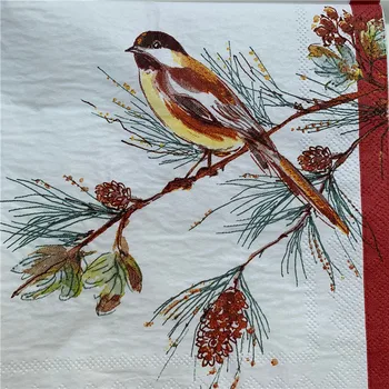 

Decoupage wedding servilletas table napkins paper elegant tissue bird pine tree nut X-mas birthday party beautiful decor 20 3-pl