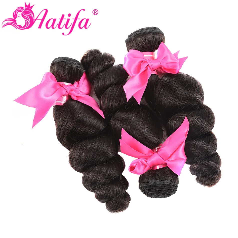 Aatifa Hair Loose Wave Bundles With Closure Peruvian Hair Bundles With Closure Remy Hair 3 Bundles With Closure Natural Color