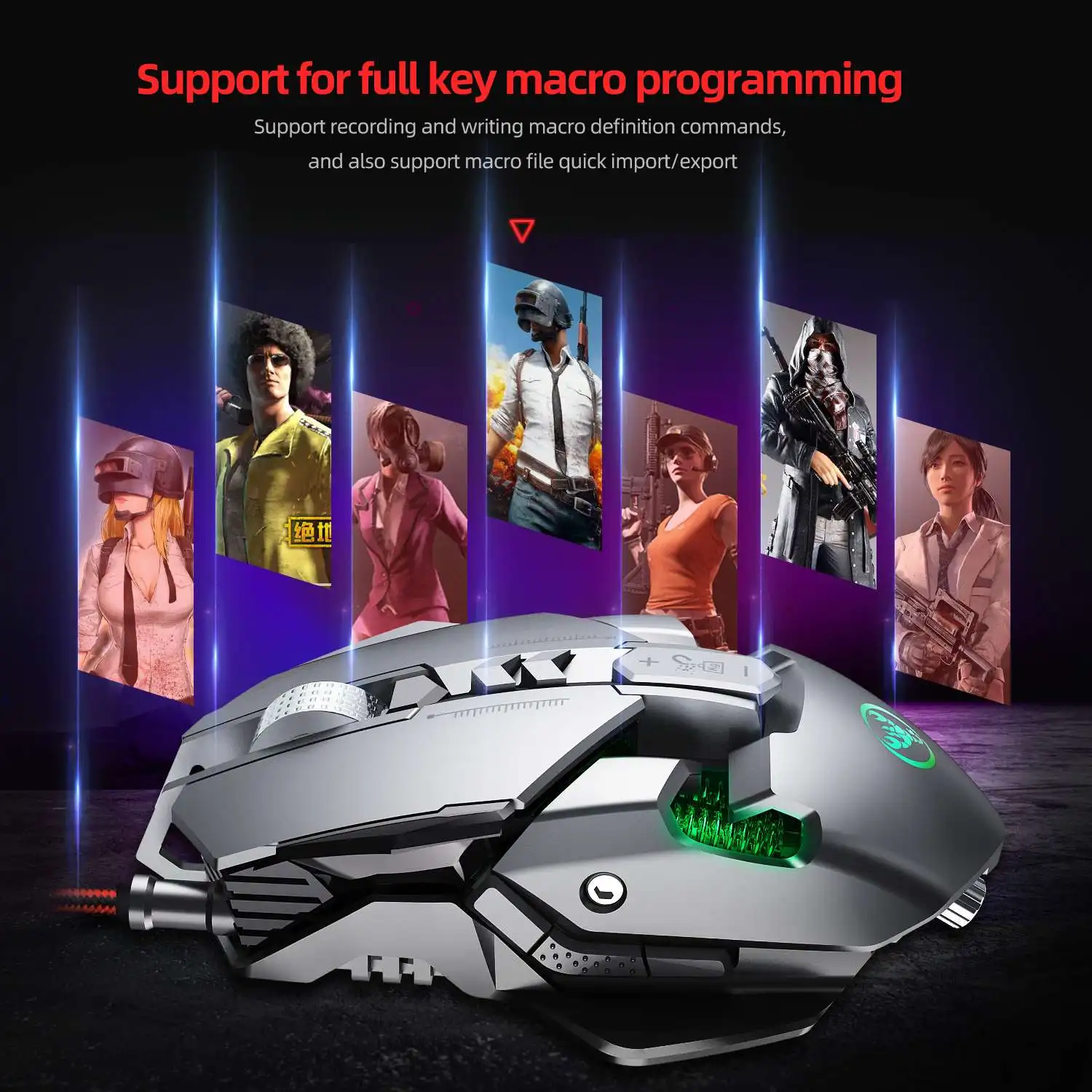 HXSJ J800 Проводная игровая мышь 6400 dpi 7 программируемых клавиш эргономичный RGB светодиодный светильник игровая мышь для геймеров аксессуары для ПК