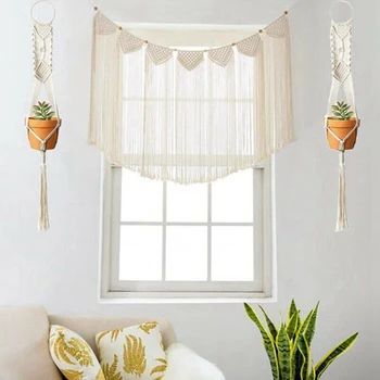 

3PCS Macrame Plant Hanger Set Indoor Flower Pot Wall Hanging Planter Basket