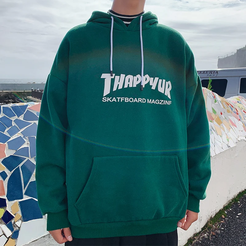 

Hoodies Men Fashion Solid Color Casual Letter Printing Hooded Pullover Men Hoodie Streetwear Loose Hip Hop Sweatshirt Man Hoody