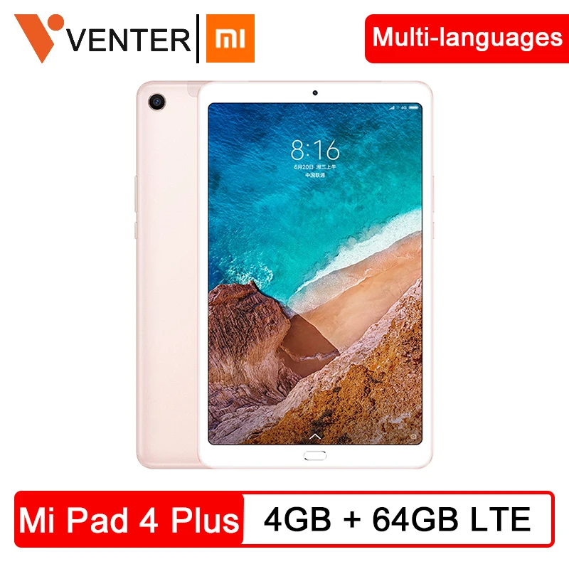 Оригинальный Xiaomi mi Pad 4 Plus 64GB Планшеты Snapdragon 660 AIE 8620mAh 10 1 'ཌ:10 1920x1200 экран камера