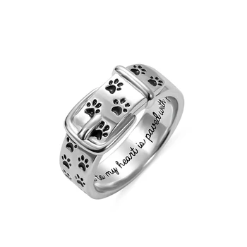 

Uonney Dropshipping Personalized Cute Engraved Pet Collar Ring with Footprint Creative Scattered Footprint Ring Lovely Pet Ring