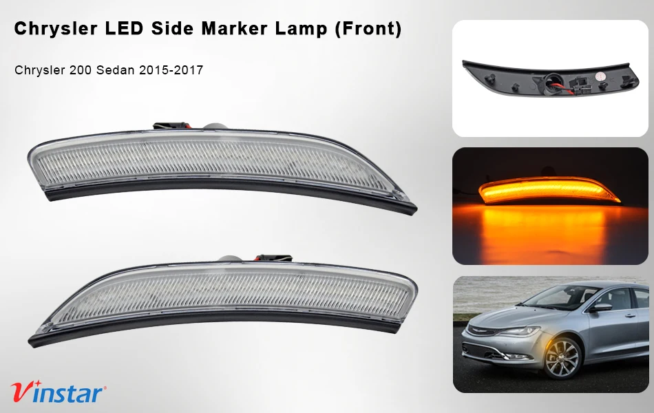 2 шт. Янтарь светодиодный передний Боковой габаритный фонарь для Chrysler 200 седан - Испускаемый цвет: Clear lens