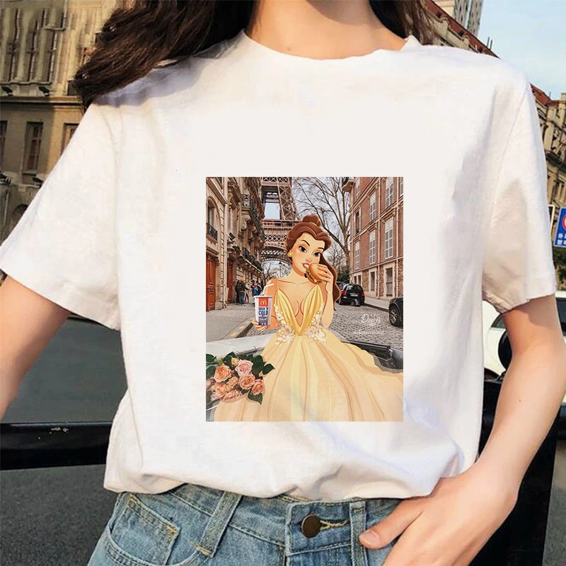 Camisetas Verano Mujer, забавная женская футболка с изображением Белль любит гамбургер и колу, Harajuku, уличная Футболка с принтом, готические Топы