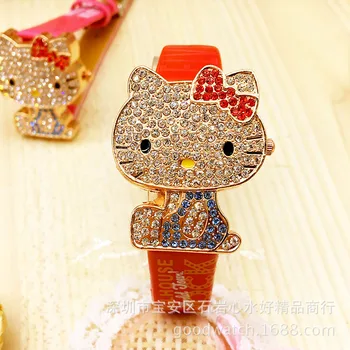 

children With diamond wrist watch renovate fully-jewelled girl quartz Leather watch children birthday present popsie gift