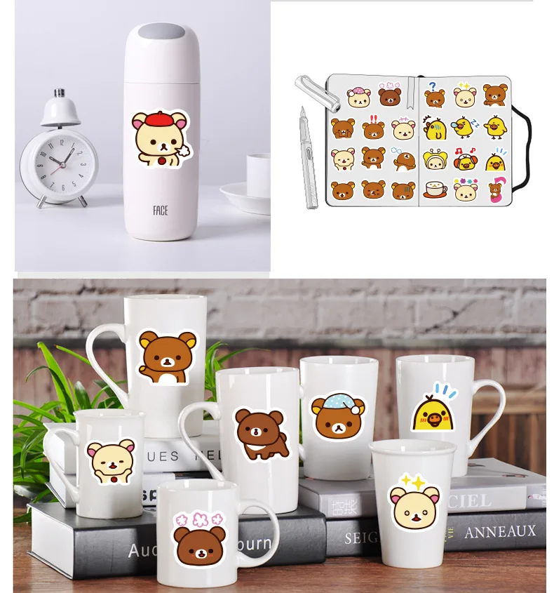 40 шт. в упаковке, Мультяшные наклейки Rilakkuma s, водонепроницаемые, ПВХ, скейтборд, багаж, скрапбукинг, гитара, забавный автомобиль, Vsco, наклейка для девочек, детская игрушка