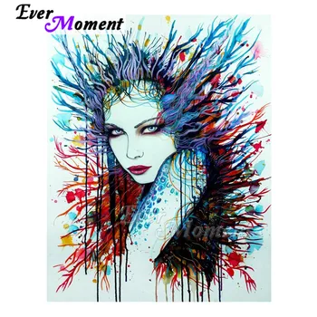 

Ever Moment Diamond Painting Colorful Hair Woman Picture Of Rhinestone Cross Stitch 5D DIY Mosaic Diamond Embroidery S2F2385