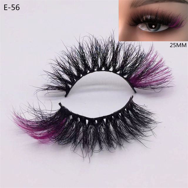 3D Mink Eyelashes Colorful 100% Mink Lashes Mix Color Pink Blue Red White False Eyelashes Fluffy Soft Cilias Vendor