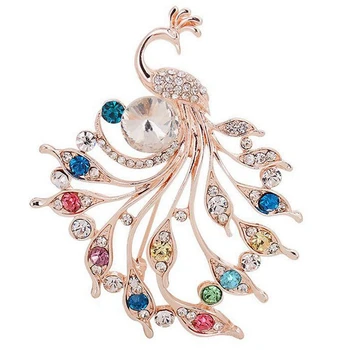 

Brooch Pin Women'S Peacock Color Rhinestones Breastpin For Wedding/Banquet/Bouquet