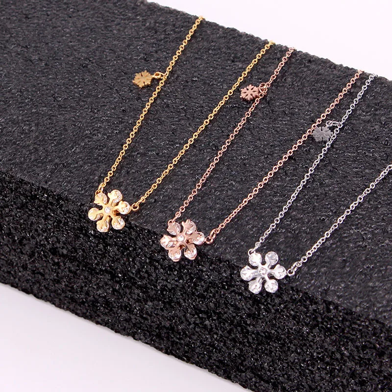 Ожерелье с подвеской в виде Снежинки из нержавеющей стали | Украшения и