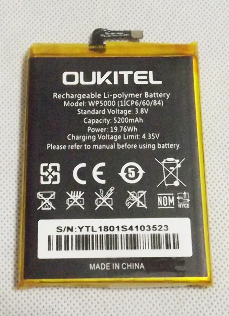 oukitel wp5000 аккумулятор 5200 мАч 3,8 в для Oukitel Wp5000 Ip68 5," 18: 9 дисплей Helio P25 Восьмиядерный