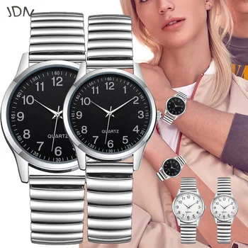 Reloj de pulsera elástico para hombre y mujer, cronógrafo de cuarzo con correa de acero inoxidable, temperamento Simple, combina con todo, Masculino