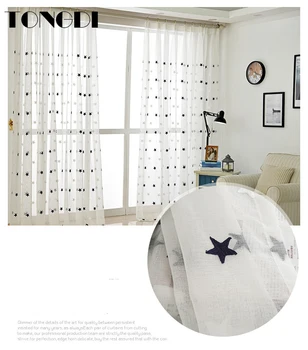 

TONGDI Elegant Star European Embrodery Sheer White Tulle Children Curtain Luxury Decor For Home Hotel Parlour LivingRoom Bedroom