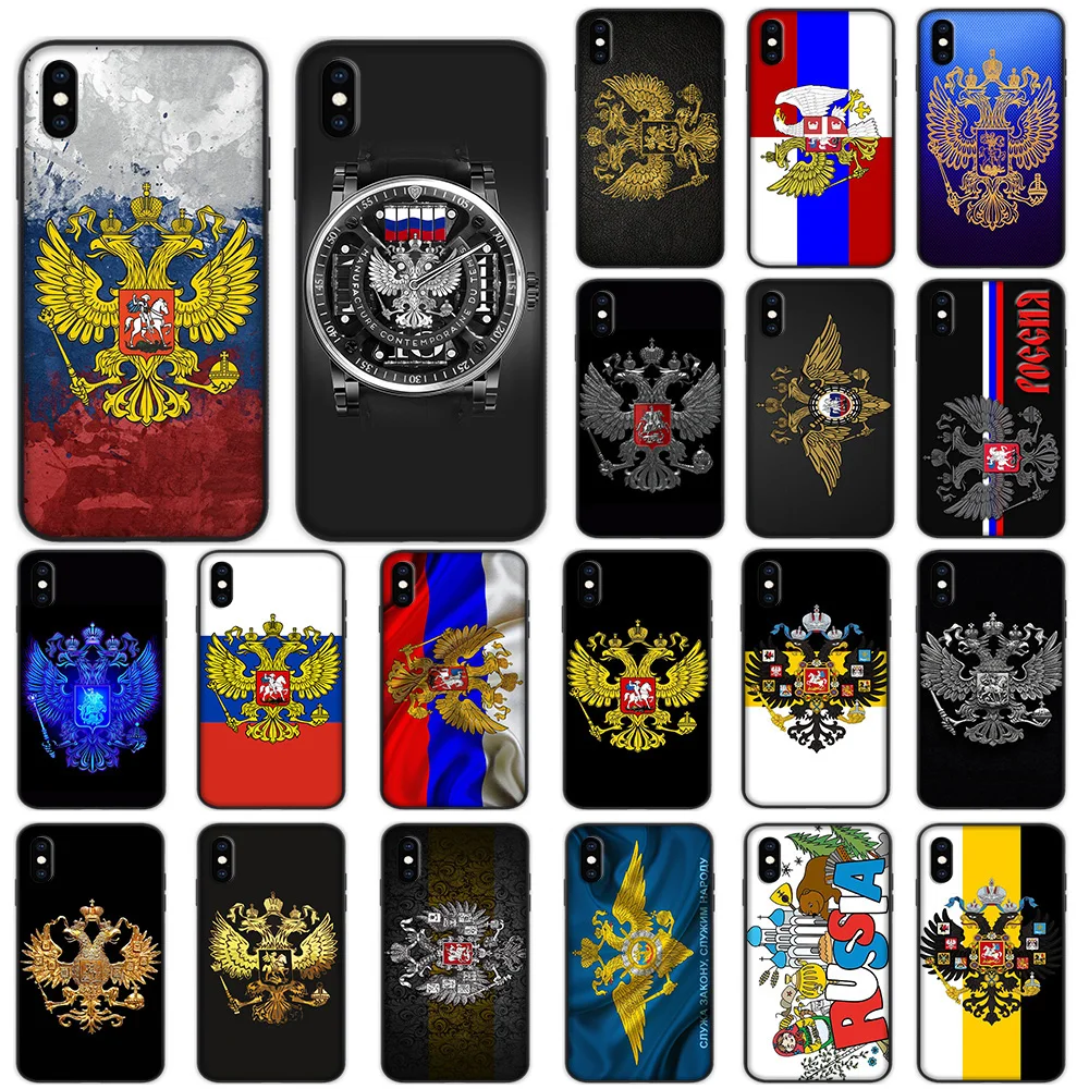 Russian Coat of Arms Flag Soft Case for iPhone 12 11 Pro X XS XR Max Cover | Мобильные телефоны и аксессуары