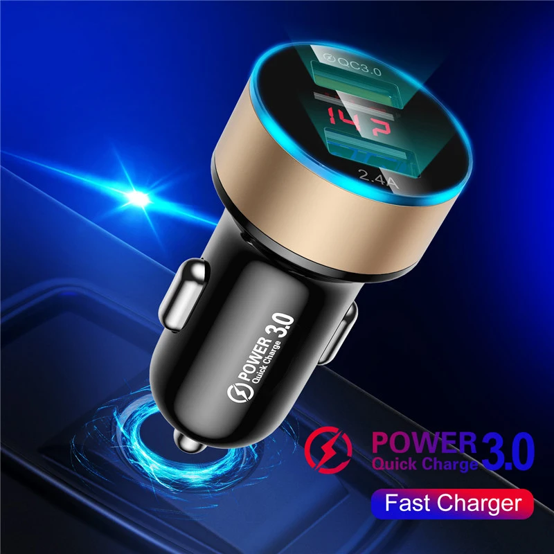 Устройство зарядное автомобильное с 2 USB-портами и цифровым дисплеем 3 0/4 0 А |