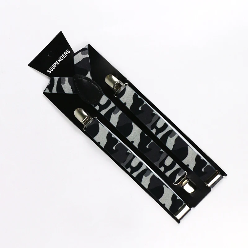 Winfox Camo Mens Trouser Suspenders 1 Inch Wide Y-Shape Army Green Camouflage Suspenders Mens Braces